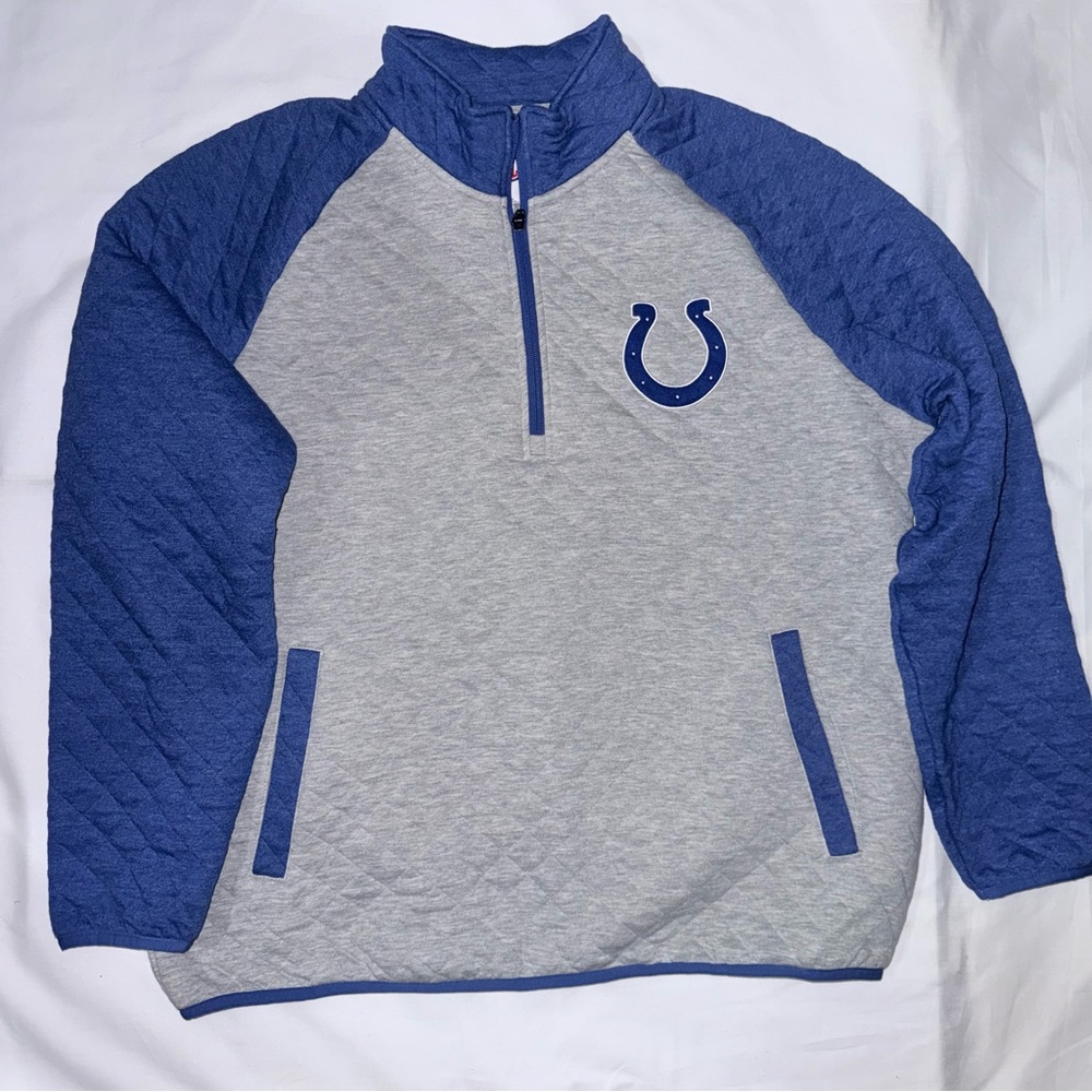 NFL Blue and Gray Colts Quarter-Zip Pullover
